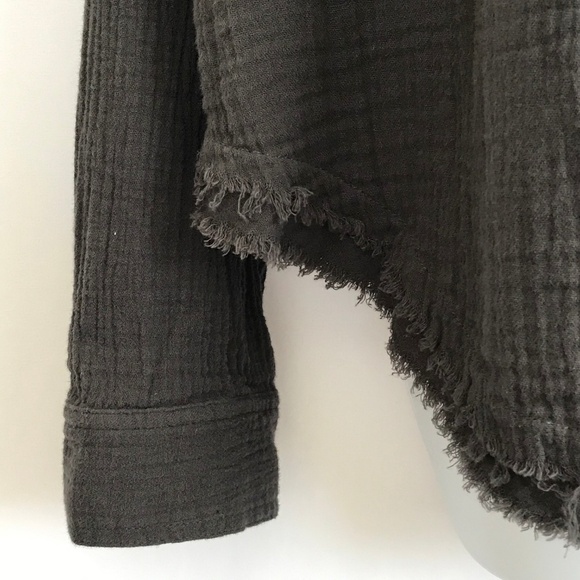 Free People Charcoal Gray Blouse Top - Picture 2 of 8